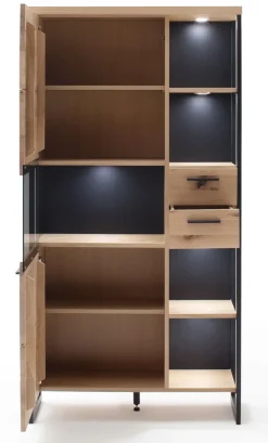 Schrankvitrine LANTANA 95 cm Balkeneiche Bianco /anthrazit