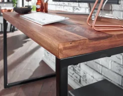 Schreibtisch 117 x 77 cm Braun Schwarz