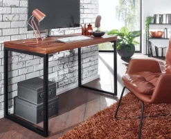 Schreibtisch 117 x 77 cm Braun Schwarz