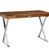 Schreibtisch 120 x 78 cm Braun Silber