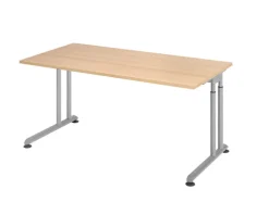 Schreibtisch 160 x 80 cm Eiche/ Silber