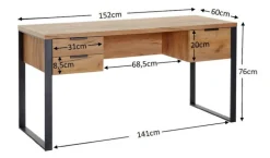 Schreibtisch LOOP 152 x 60 x 76 cm Kerneiche NB