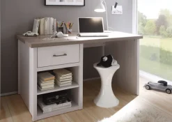 Schreibtisch LUCA 141 x 77 x 81 cm weiß/ braun