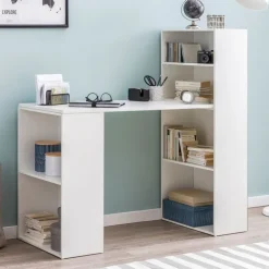 Schreibtisch mit Regal 120 x 120 cm weiss