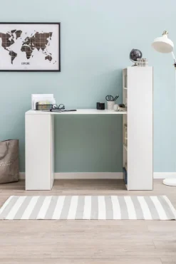 Schreibtisch mit Regal 120 x 120 cm weiss