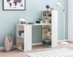 Schreibtisch mit Regal 120 x 120 cm weiss
