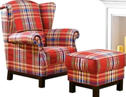 SCHRÖNO Sessel mit Hocker CAMBRIDGE 2-teilig rot