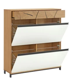 Schuhkommode KASTINA Eiche Bianco/ Lack weiß