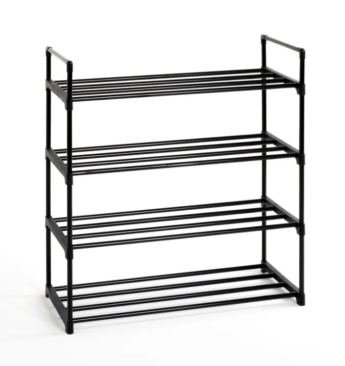 Schuhregal 65 x 74 cm Schwarz Metall