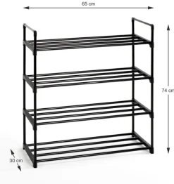 Schuhregal 65 x 74 cm Schwarz Metall
