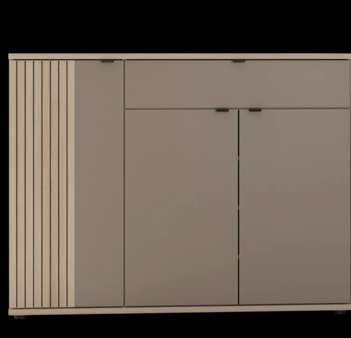 Schuhschrank 133 x 103 cm Basalt supermatt/Riva-Eiche-Dekor