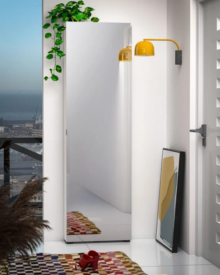 Schuhschrank 60 x 200 cm mit Spiegeltür