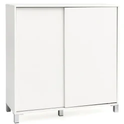 Schuhschrank 100 x 108 cm weiß silberfarbig