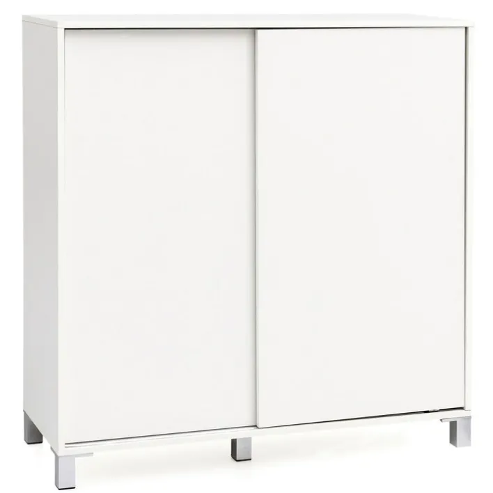 Schuhschrank 100 x 108 cm weiß silberfarbig