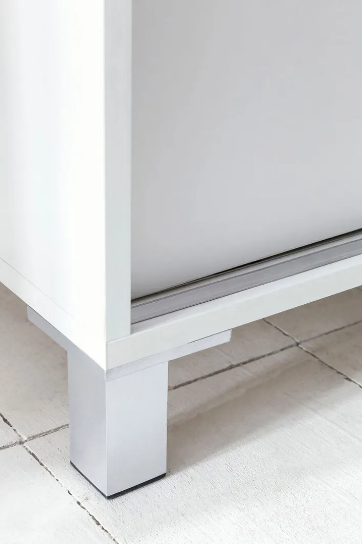 Schuhschrank 100 x 108 cm weiß silberfarbig