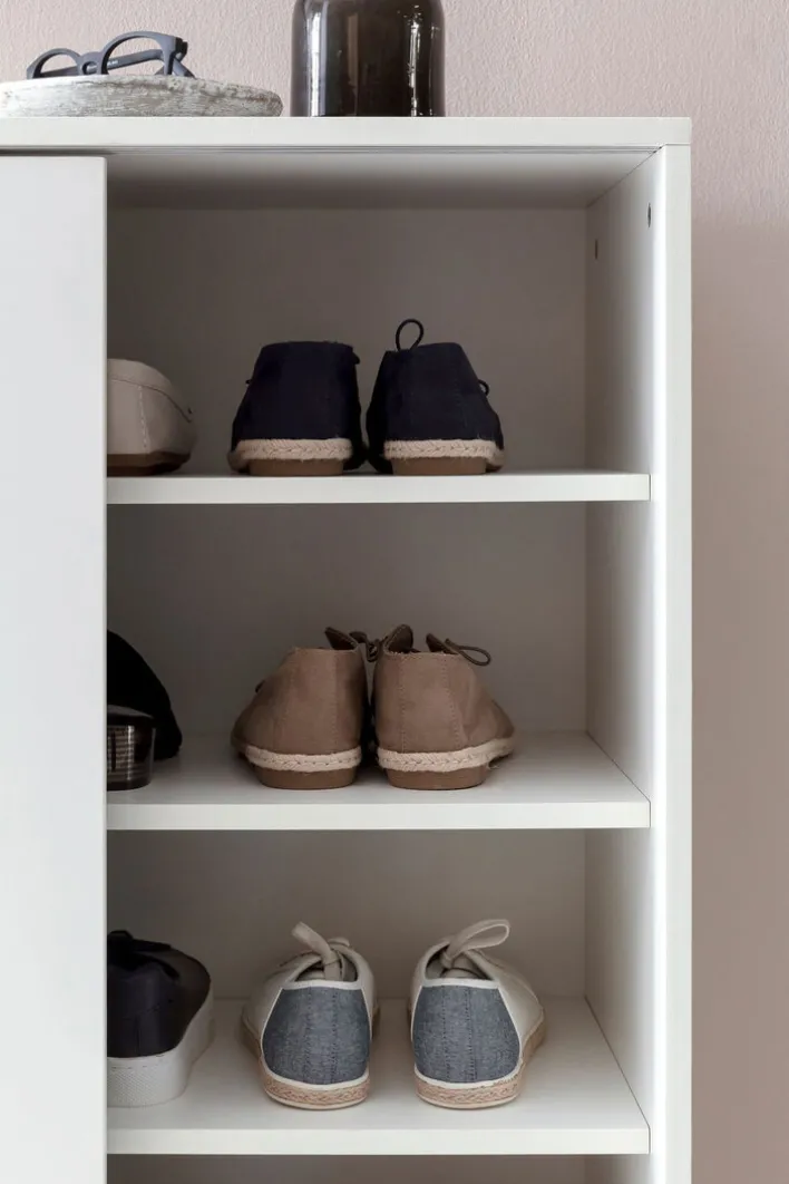 Schuhschrank 100 x 108 cm weiß silberfarbig