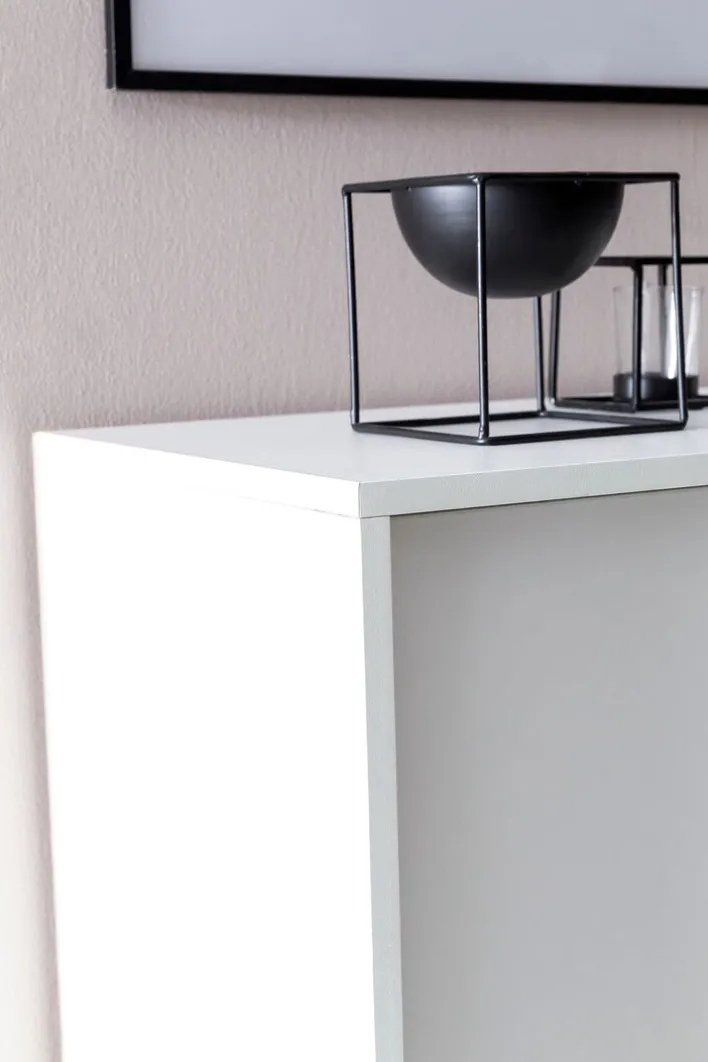 Schuhschrank 100 x 108 cm weiß silberfarbig