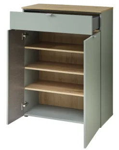 Schuhschrank 78 x 103 x 38 cm schilfgrün supermatt/Absetzung braun