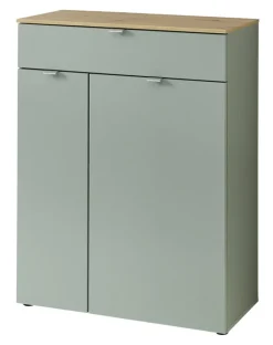 Schuhschrank 78 x 103 x 38 cm schilfgrün supermatt/Absetzung braun