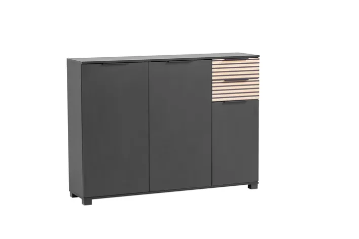 Schuhschrank ALEXA 141,9 x 105,5 cm schwarzmatt/braun