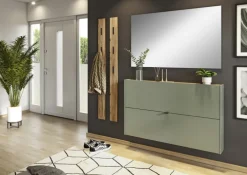 Schuhschrank AMECA 140 x 83 x 18 cm taupegrün/braun