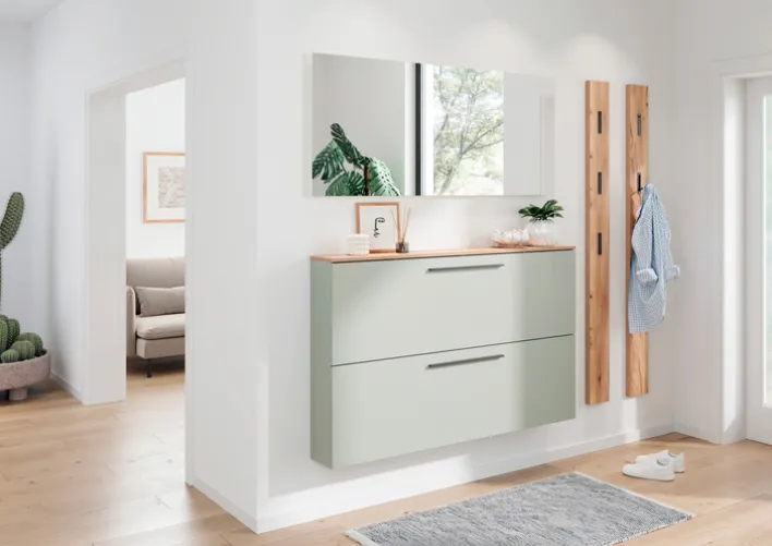 Schuhschrank AMECA 140 x 83 x 18 cm taupegrün/braun