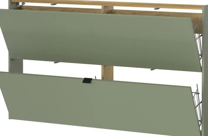 Schuhschrank AMECA 140 x 83 x 18 cm taupegrün/braun