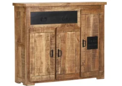 Schuhschrank BARNEY 135 x 115 cm Mango massiv sägerau, gebeizt, lackiert/schwarz