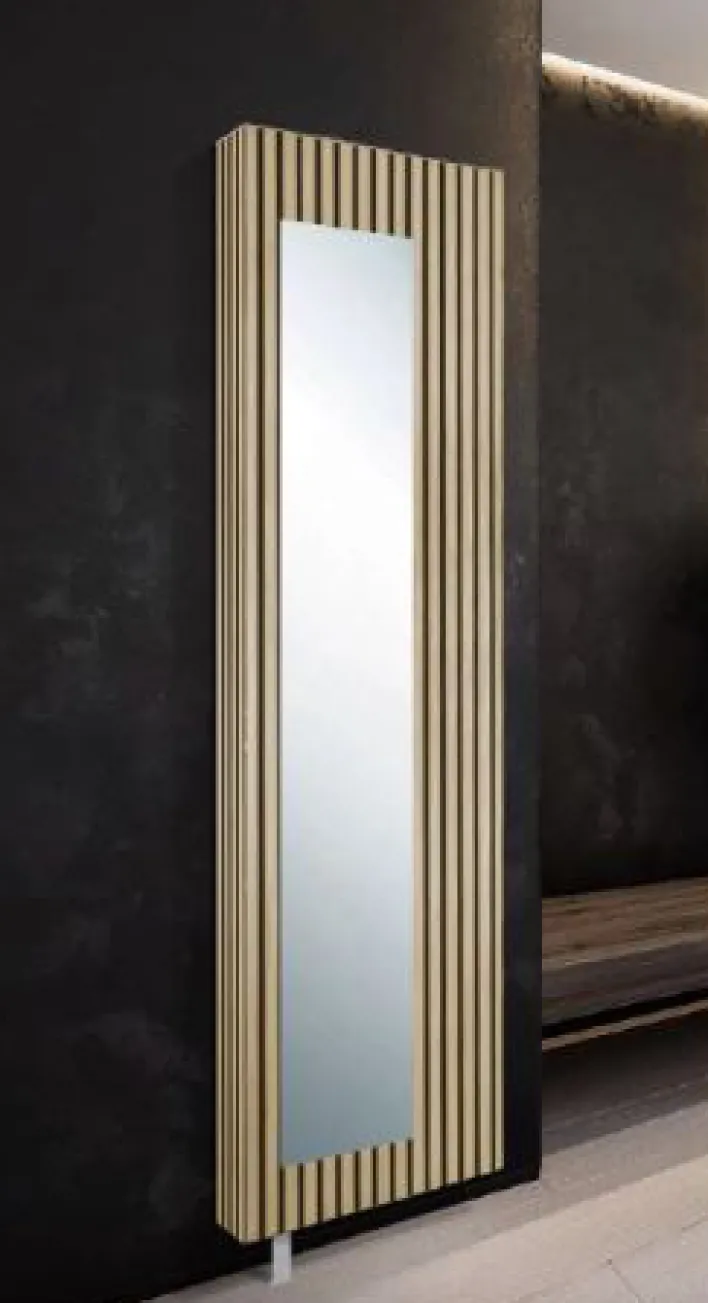 Schuhschrank BILLY Metall/Kunststoff 186 x 47 x 12 cm Lamellenoptik Artisan Braun/Schwarz/Transparent