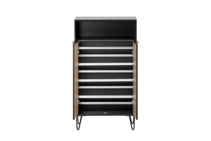 Schuhschrank HANK schwarz/Akustikpaneel Optik