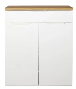 Schuhschrank MUNDI 83 x 102 cm Weiß Hochglanz/Eiche-Riviera-Dekor