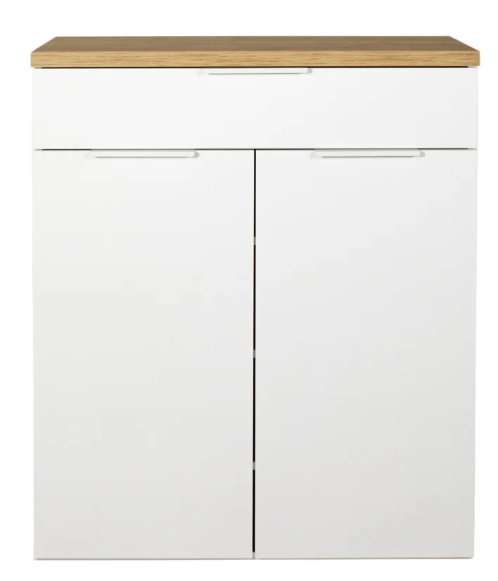 Schuhschrank MUNDI 83 x 102 cm Weiß Hochglanz/Eiche-Riviera-Dekor