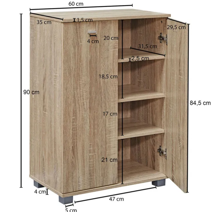 Schuhschrank NIMES 60 x 90 cm Sonoma Eiche