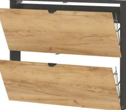 Schuhschrank RENELL 100 x 85 cm Graphit/Navarra-Eiche-Dekor