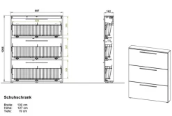 Schuhschrank SARAH 100 x 129 cm Braun/Graphit