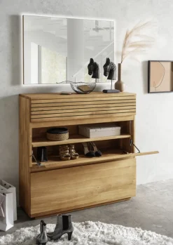 Schuhschrank SORRENT 110 x 105 cm astige Eiche massiv, naturbelassen geölt