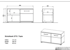 Schuhschrank THEO 96 x 51 cm Weiß/ Navarra Eiche NB