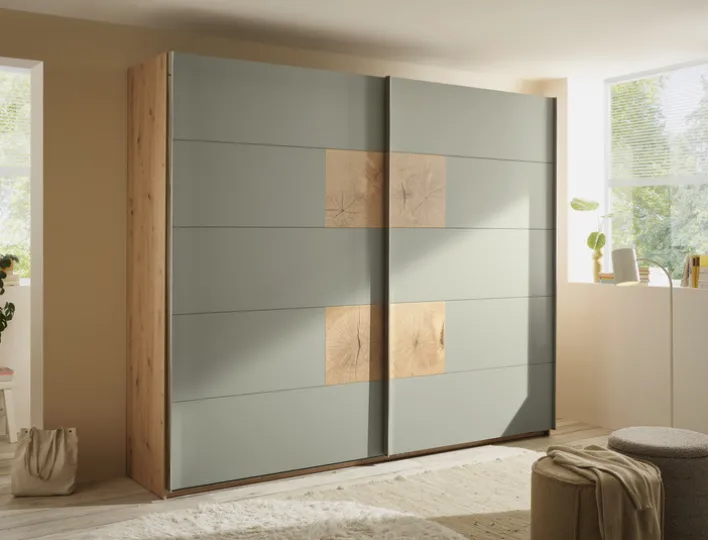 Schwebetürenschrank SIMADA braun/ grün