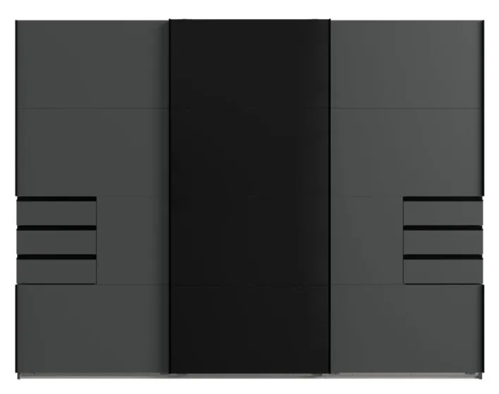 Schwebetürenschrank TENERIFFA 270 x 210 cm grau/ schwarz