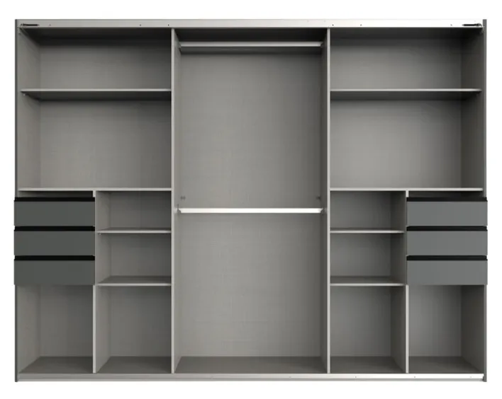 Schwebetürenschrank TENERIFFA 270 x 210 cm grau/ schwarz