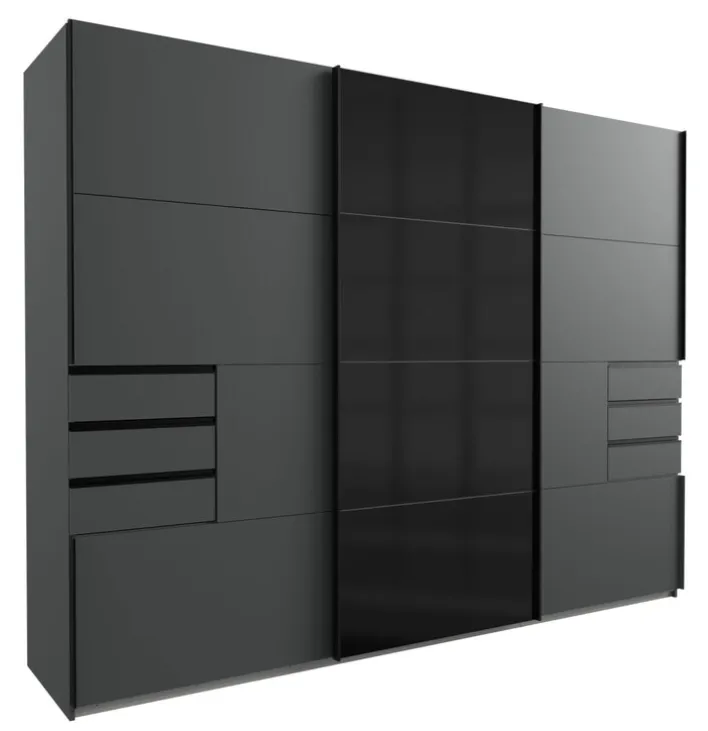 Schwebetürenschrank TENERIFFA 270 x 210 cm grau/ schwarz