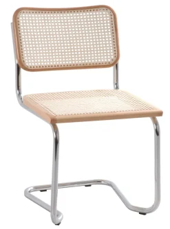 Schwingstuhl MAGDALENA 2er Set chromfarbig /Naturholz massiv /Wiener Geflecht