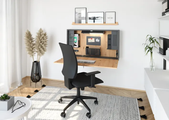 Sekretär 120 cm Graphit/ Asteiche