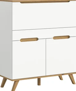 Sekretär SCANDI 110x118 cm Weiß Braun Nox Oak Nachbildung