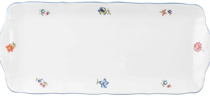 Seltmann Weiden Kuchenplatte SONATE NOSTALGIE 34 x 15 cm Weiß mit Streublumendekor