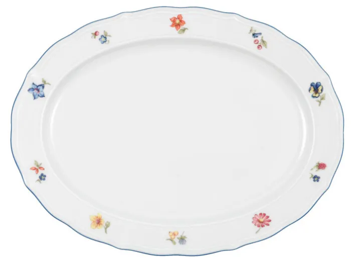 Seltmann Weiden ovale Servierplatte SONATE NOSTALGIE Weiß mit Streublumendekor