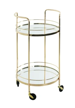 Servierwagen PALAIS Metall Ø 48 cm vermessingt/Spiegelglas