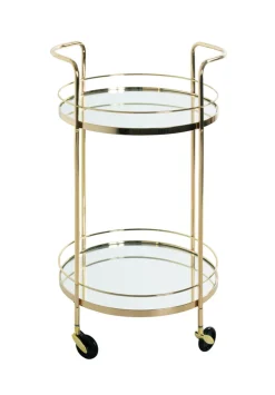 Servierwagen PALAIS Metall Ø 48 cm vermessingt/Spiegelglas