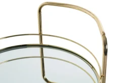 Servierwagen PALAIS Metall Ø 48 cm vermessingt/Spiegelglas