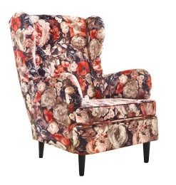 Sessel CHARLEEN Blumenmuster braun /rot